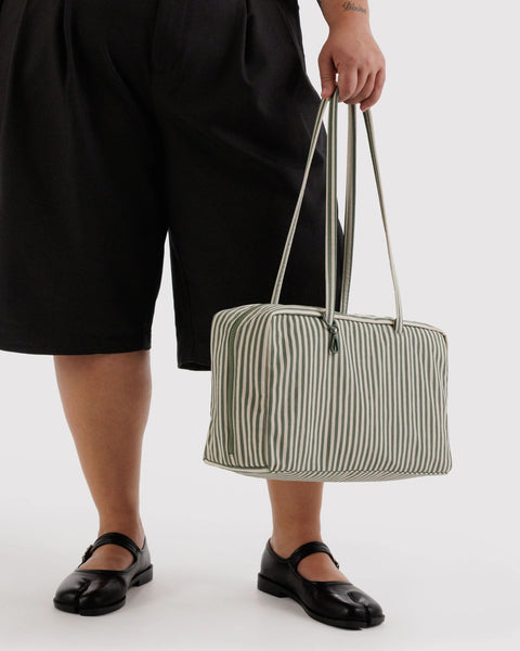Baggu | Medium Nylon Bowler Bag | Sage Stripe