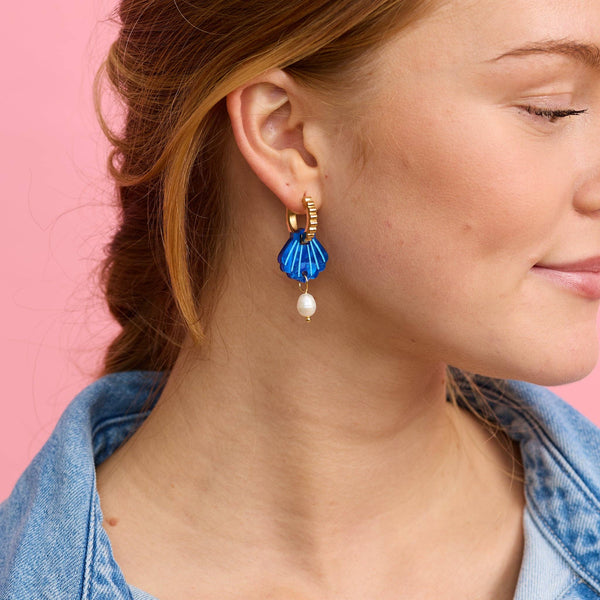 Mini Shell Earrings - Cobalt  | Martha Jean
