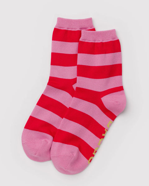 Baggu | Crew Socks | Pink Stripe