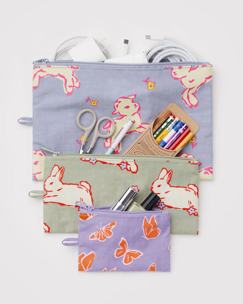 Baggu | Flat Pouch Set | Spring Animals