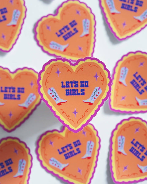 Let's Go Girls Cowgirl Line Dance Heart Vinyl Sticker | Studio Flos