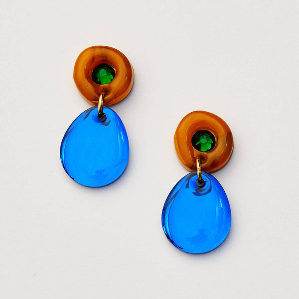 Jam Gem Earrings - Brown / Cobalt | Martha Jean