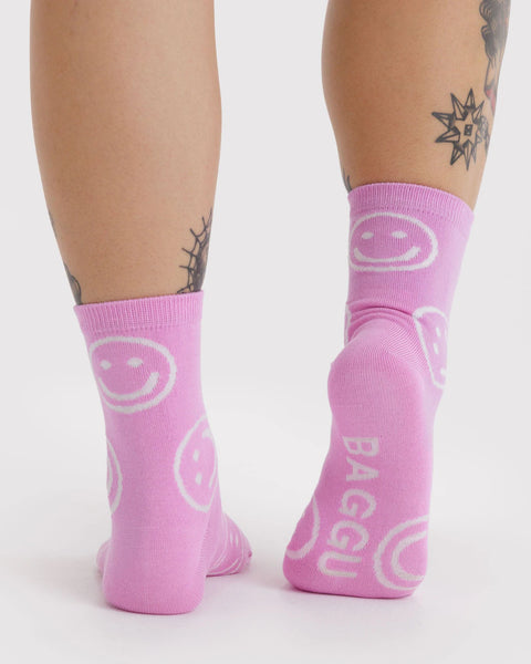 Baggu | Crew Socks | Pink Happy