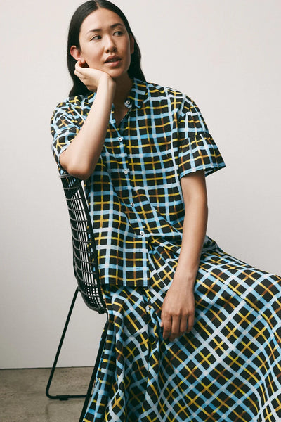 Painterly Blouse - Neon Tartan | Kowtow