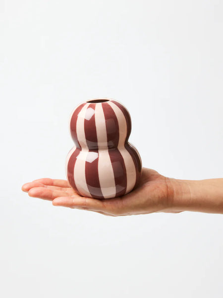FONDA VASE BURGANDY PINK STRIPE | Jones & Co