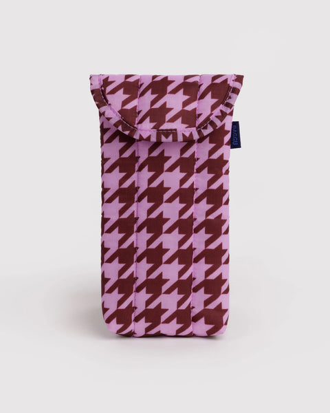 Baggu | Puffy Glasses Sleeve | Pink Houndstooth