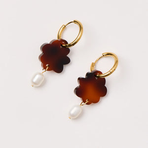 Cloud + Pearl Earrings - TORTOISE BROWN | Martha Jean