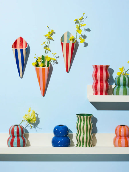 FOLLY WALL VASE PINK STRIPE | Jones & Co