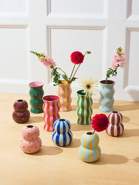 FONDA VASE BURGANDY PINK STRIPE | Jones & Co