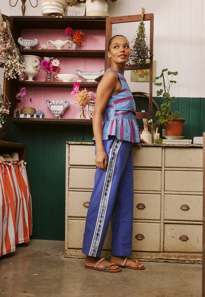 Isla Pants - Blue Border | Nancybird
