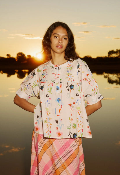 Gwen Blouse - Watercolour Cream | Nancybird