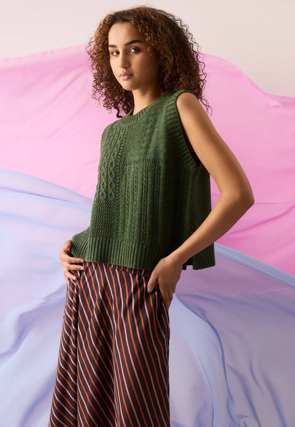 Billie Cable Vest - Cypress Green | Nancybird