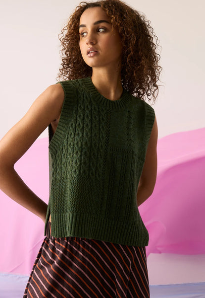 Billie Cable Vest - Cypress Green | Nancybird