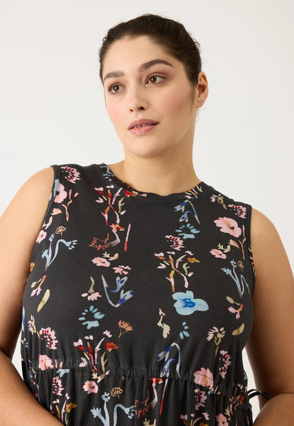 Lidia Tie Dress - Watercolour Charcoal | Nancybird