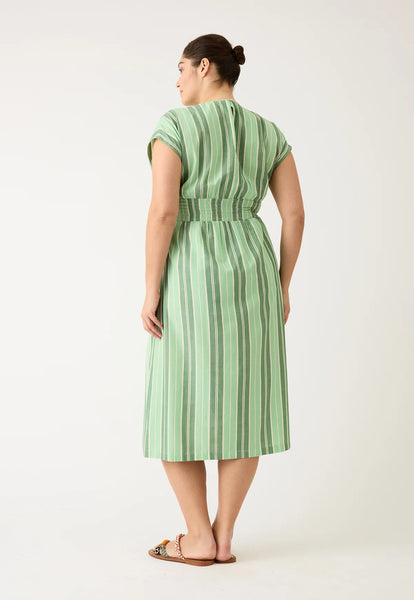 Hana Wrap Dress - Green Stripe | Nancybird