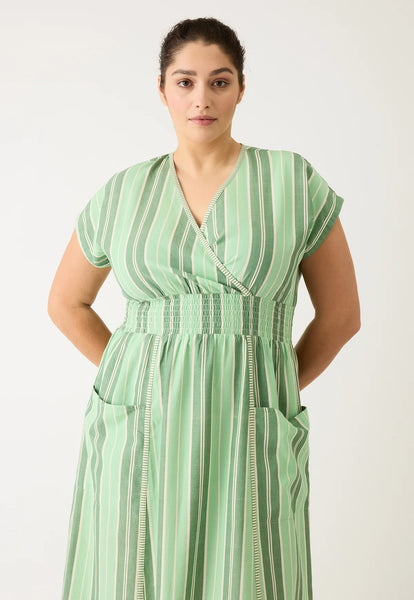 Hana Wrap Dress - Green Stripe | Nancybird