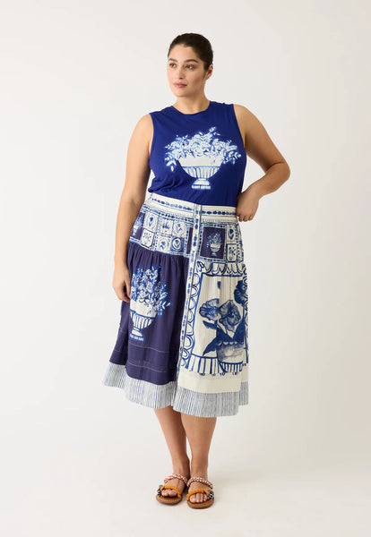Coco Pintuck Skirt - Lyon Tile | Nancybird