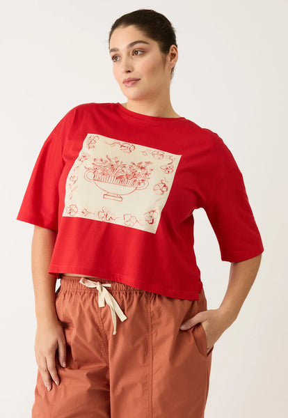 Tasmin Boxy Tee - Red Vase | Nancybird
