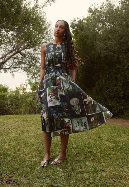 Clementine Dress - Charcoal Archive Floral | Nancybird