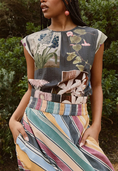 Sabrina Top - Charcoal Archive Floral | Nancybird - PREORDER