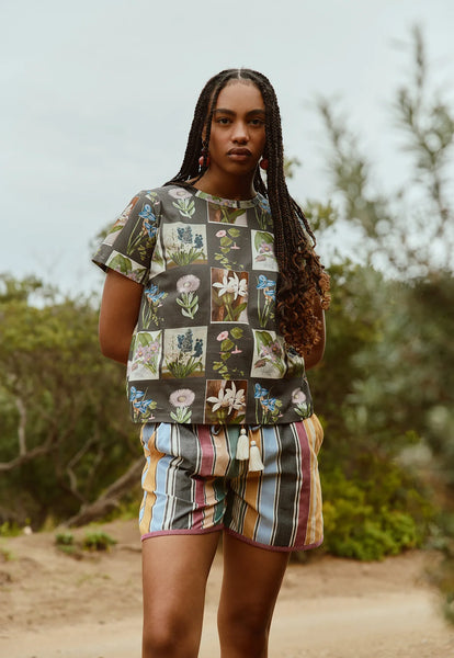 Apollo Tee - Charcoal Archive Floral | Nancybird