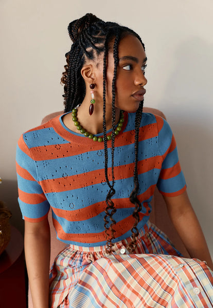 Rana Knit Tee - Terracotta Stripe | Nancybird