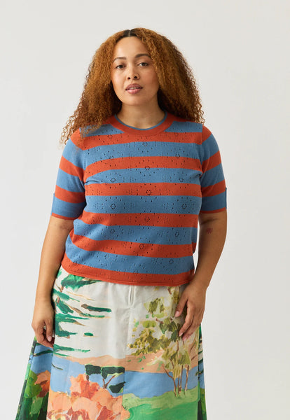 Rana Knit Tee - Terracotta Stripe | Nancybird
