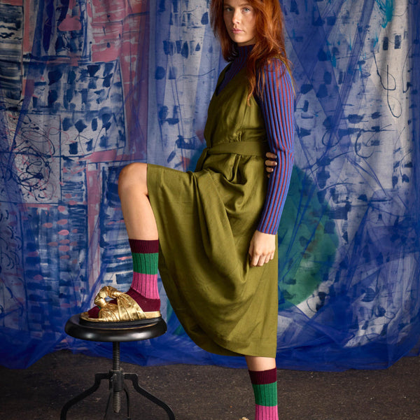 Chunky Rib Merino Wool Socks – Burgundy | Tightology