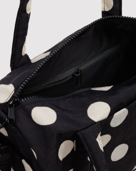 Baggu | Nylon Duffle Bag | Black and Cream Polka Dot