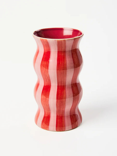 PALMA RED PINK STRIPE VASE | Jones & Co