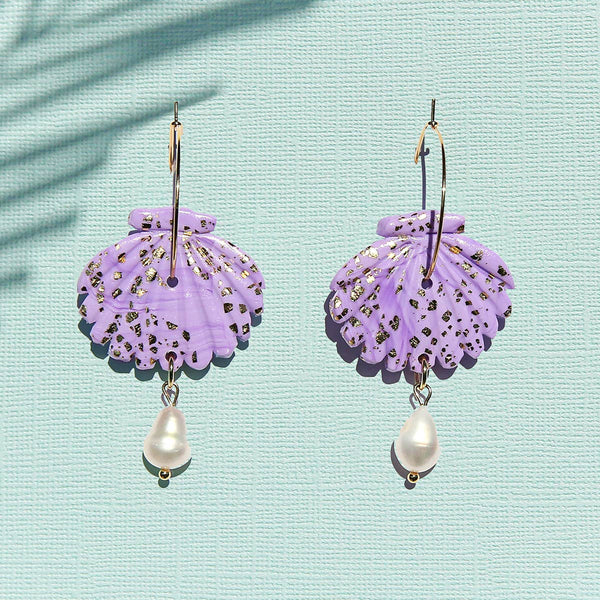 Lilac Shell Hoops  | Kingston Jewellery