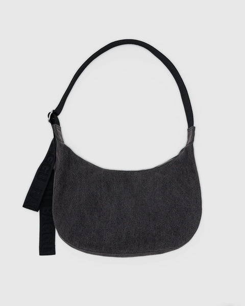 Baggu | Medium Denim Crescent Bag | Washed Black Denim