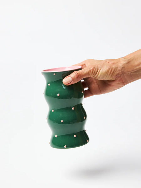 PALMA VASE GREEN PINK DOTTY | Jones & Co