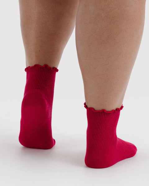 Baggu | Lettuce Edge Sock Set of 2 | Wild Plum & Cherry