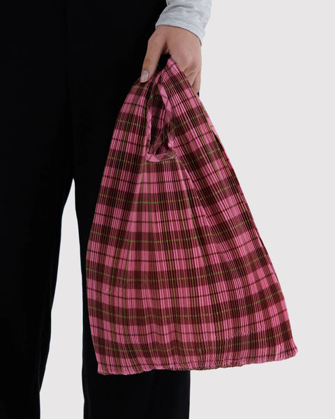 Baggu | Pleated | Azalea Pink Tartan
