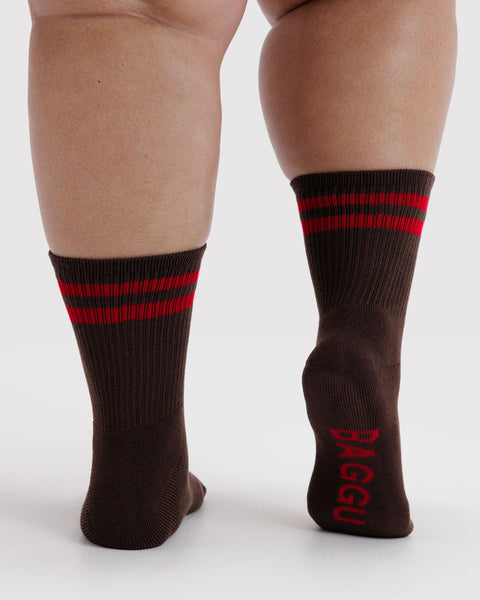Baggu | Ribbed Sock | Coffee Stripe