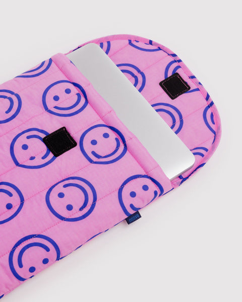 Baggu | Puffy Laptop Sleeve 16" | Pop Pink Happy