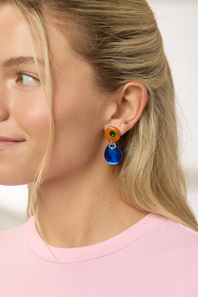 Jam Gem Earrings - Brown / Cobalt | Martha Jean