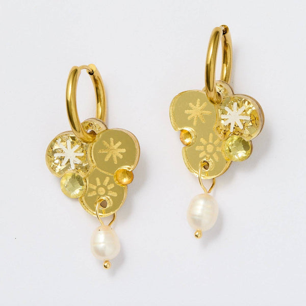 Wattle Drop with Pearl Earrings - Gold | Martha Jean