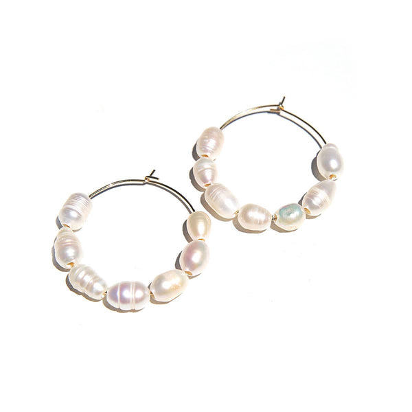 Large Freshwater Hoops | Kingston Jewellery