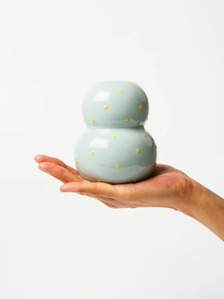 FONDA PALE BLUE YELLOW DOTTY VASE | Jones & Co