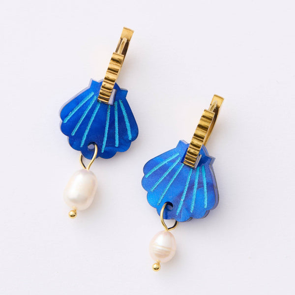 Mini Shell Earrings - Cobalt  | Martha Jean