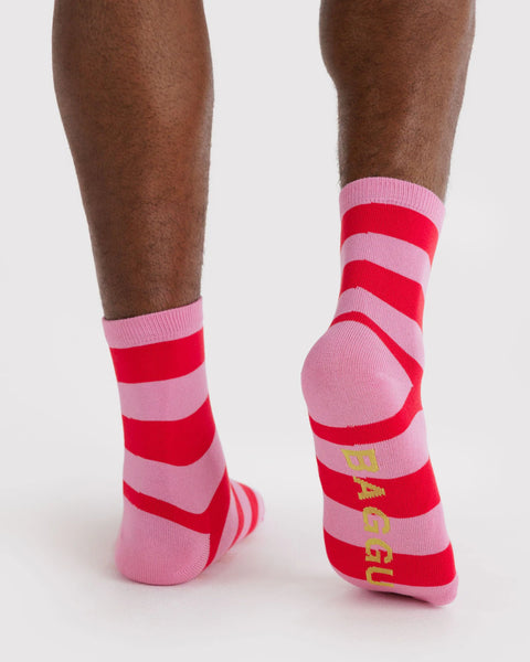 Baggu | Crew Socks | Pink Stripe