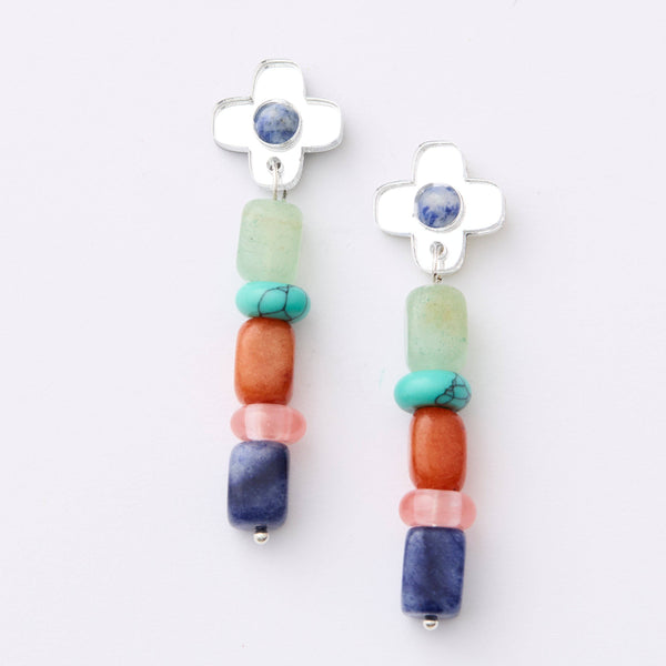 Madeline Beaded Earrings - Silver | Martha Jean