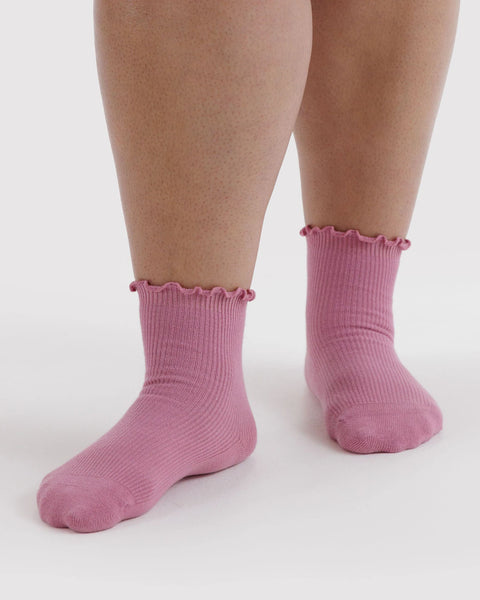 Baggu | Lettuce Edge Sock Set of 2 | Wild Plum & Cherry