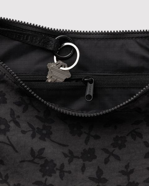 Baggu | Medium Nylon Crescent Bag | Charcoal Ditsy Floral