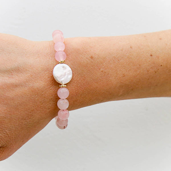 Rose Quartz Pearl Bracelet | Kingston Jewellery