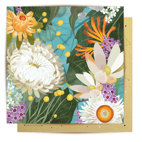 White Bush Blooms Greeting Card | La La Land