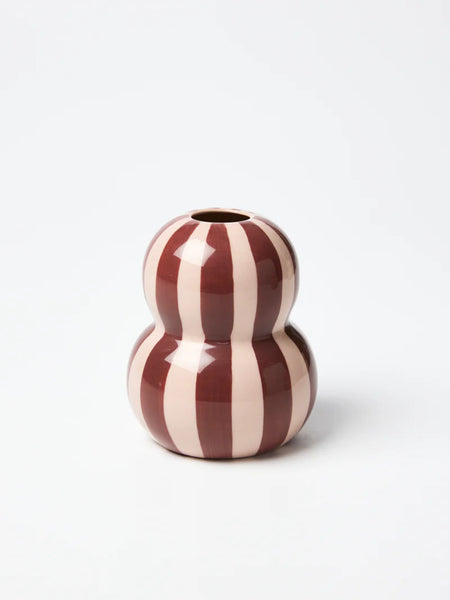 FONDA VASE BURGANDY PINK STRIPE | Jones & Co