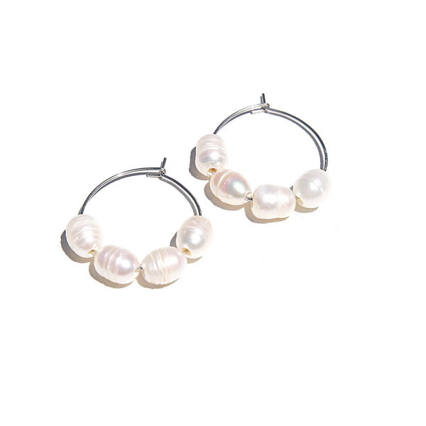 Small Silver Freshwater Hoops | Kingston Jewellery